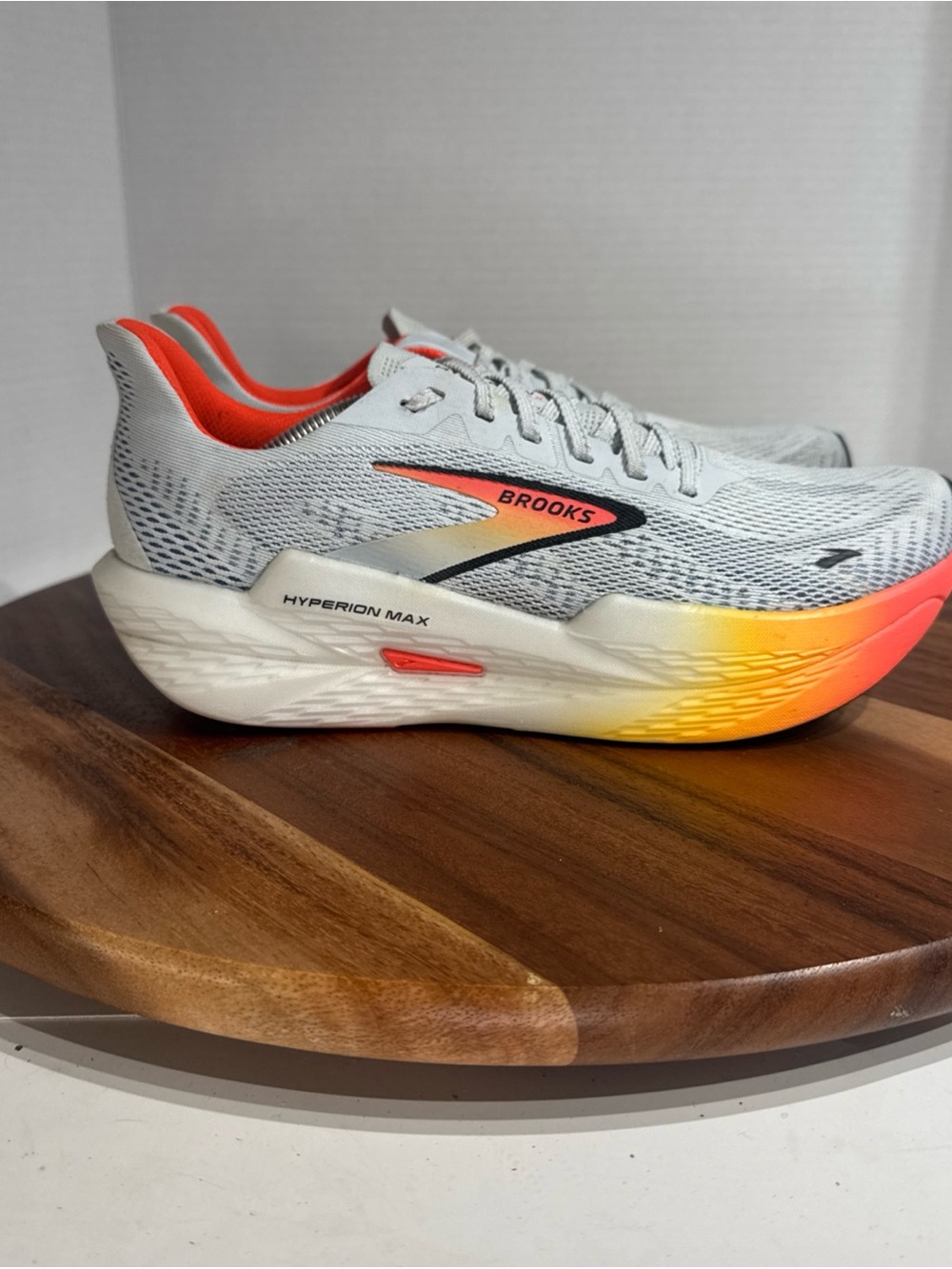 Brooks Hyperion Max Women's Running Shoes - White with Orange and Yellow Accent - Picture 2 of 16